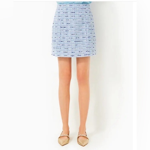 NWT Lilly Pulitzer Kels Mini Skirt Bonaire Blue Coastal Vibes Boucle - Picture 3 of 5